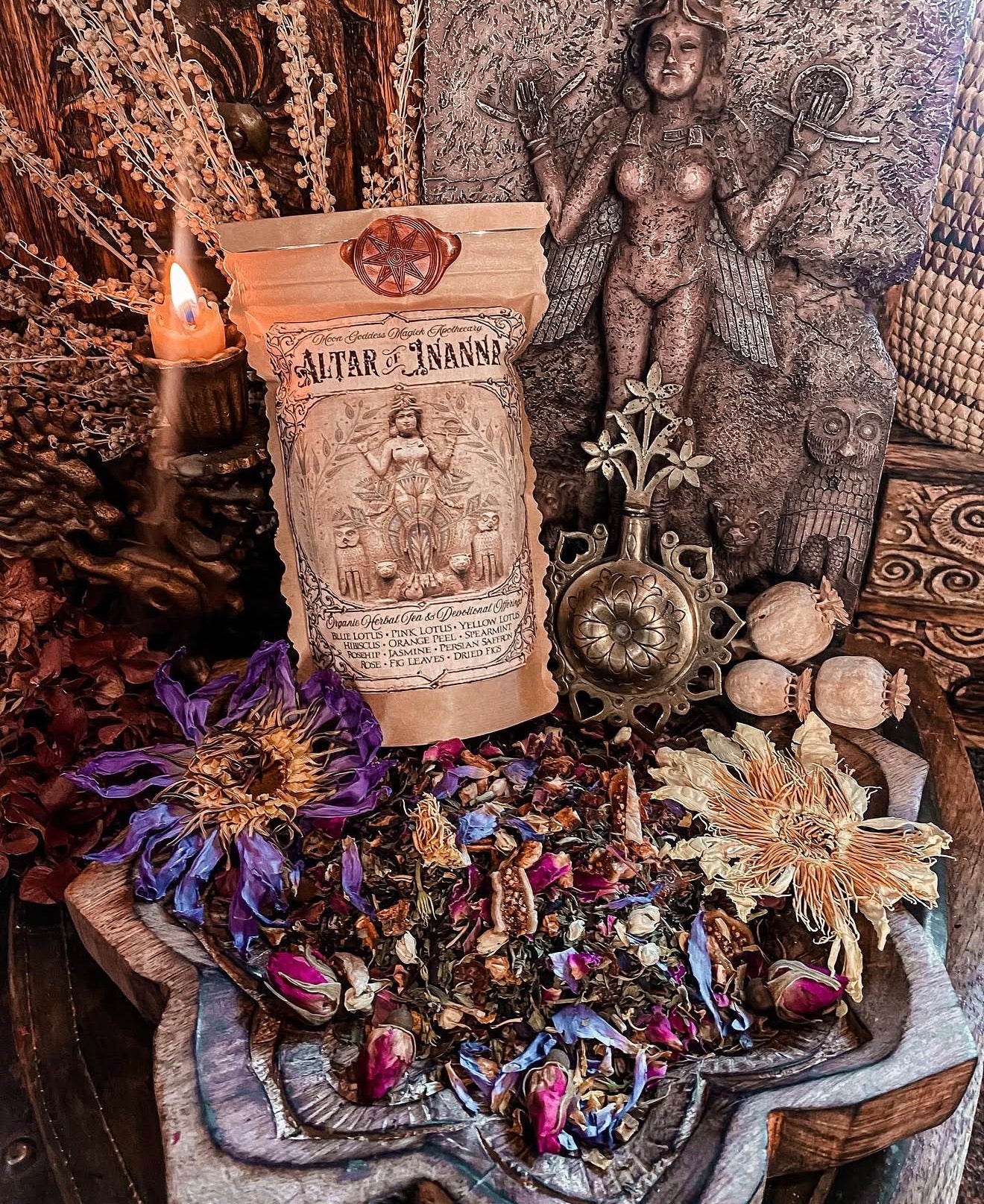 Altar of Inanna ~ Devotional Offerings and Herbal Tea~ Inanna Offerings ~ Organic Herbal Tea ~ Inanna or Ishtar Tea