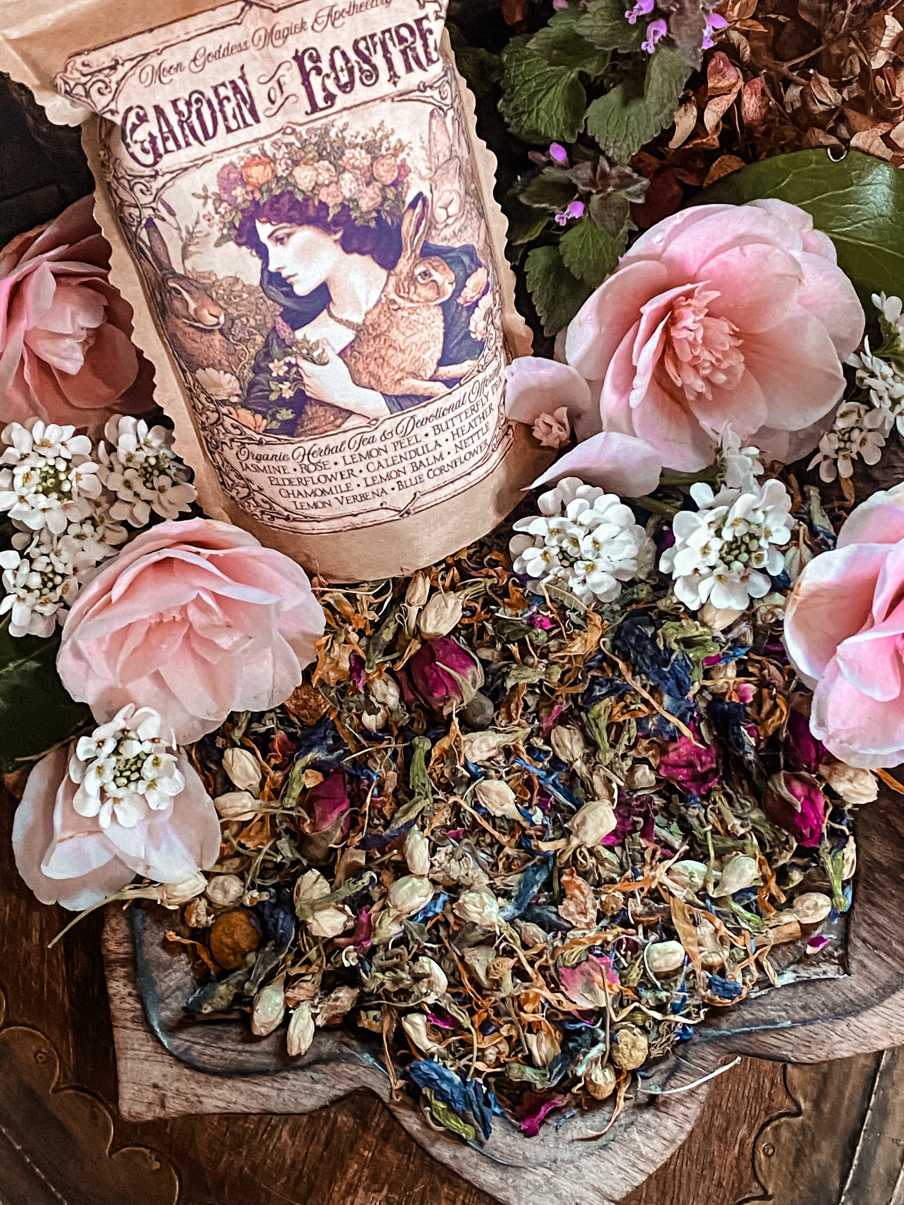 The Garden of Eostre ~ Organic Herbal Tea to Honor the Goddess of Spring and Fertility ~ Spring Tea ~ Goddess Eostre Altar Offerings 3oz