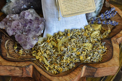 Dream Pillow ~ Organic Herbs and Linen Bag~ Dream and Sleep Aid~ Dreamwork~ Dream Recall~ Vivid Dreams ~ Amethyst Crystal inside~ Meditation - Moon Goddess Magick Apothecary