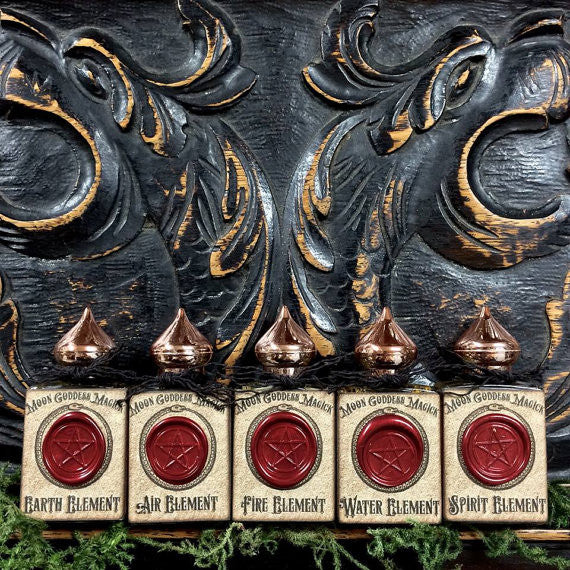 Element Oil Set of 5~ Earth ~ Air ~ Fire ~ Water ~ Spirit ~ Element Magick ~ Elemental Magick ~ Earth Witch ~ Sea Witch ~ Witchcraft ~1/2 oz - Moon Goddess Magick Apothecary