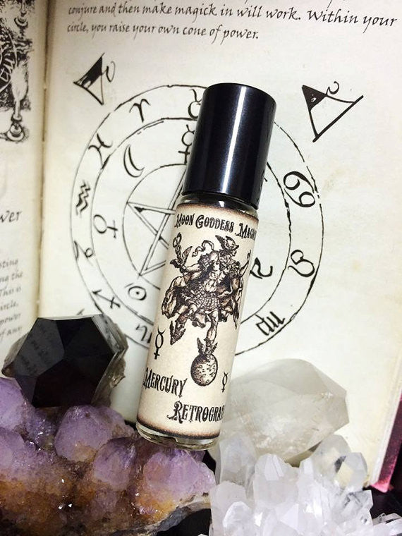 Mercury Retrograte Relief Oil~ Planetary Magick~ Hour of Mercury~ Retrograde Defense~ Moon Goddess Magick ~1/3 oz Aromatherapy Roll on - Moon Goddess Magick Apothecary