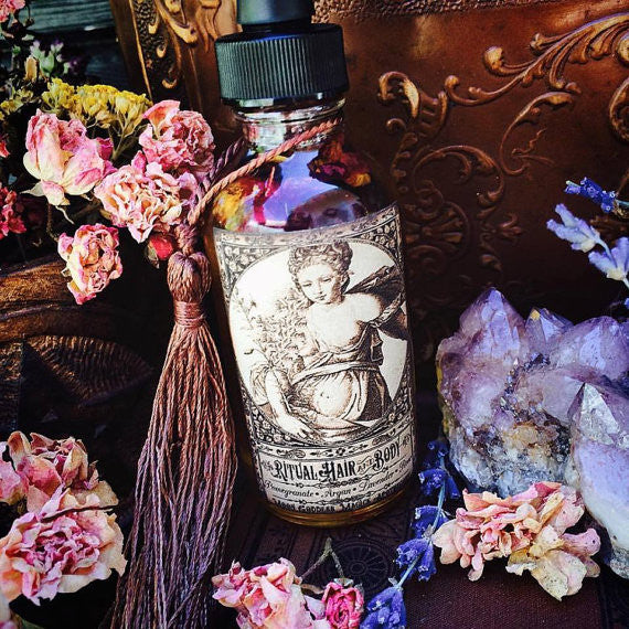 Ritual Hair and Body Oil~ Organic Lavender and Rose~ Ancient Beauty Secrets~ Daily Beauty Ritual~ Huge 2oz Bottle with Dropper~ Beauty Oil - Moon Goddess Magick Apothecary