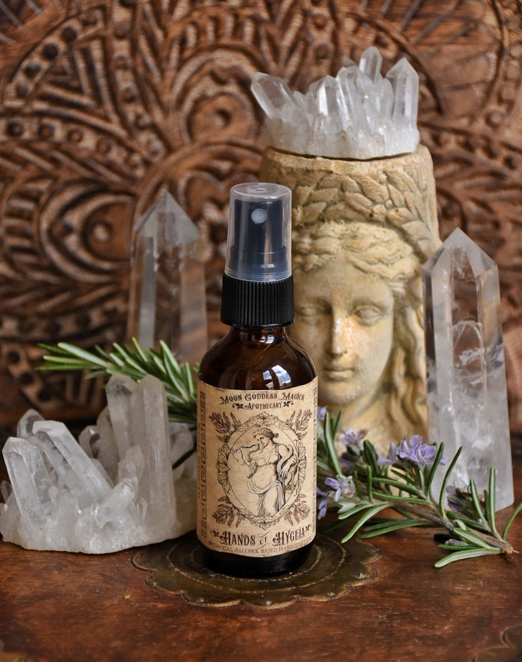 Hands of Hygeia /// All-Natural Hand Sanitizer /// Botanical and Alcohol Based /// Vegan /// 2oz Spray Bottle - Moon Goddess Magick Apothecary