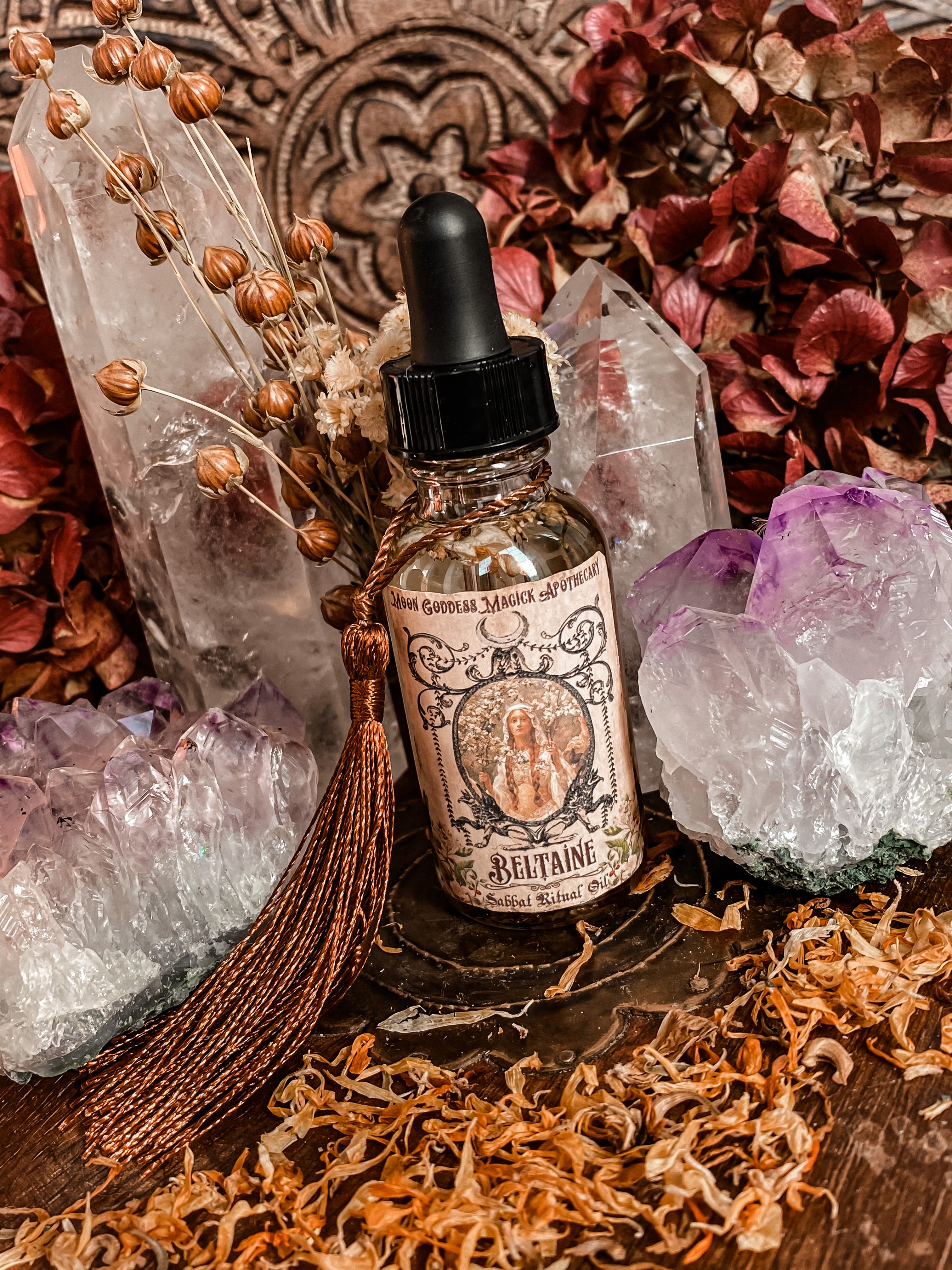 Beltaine Ritual Oil ~ Beltane ~ // Organic Herbs + Oils // 1oz Anointing Oil
