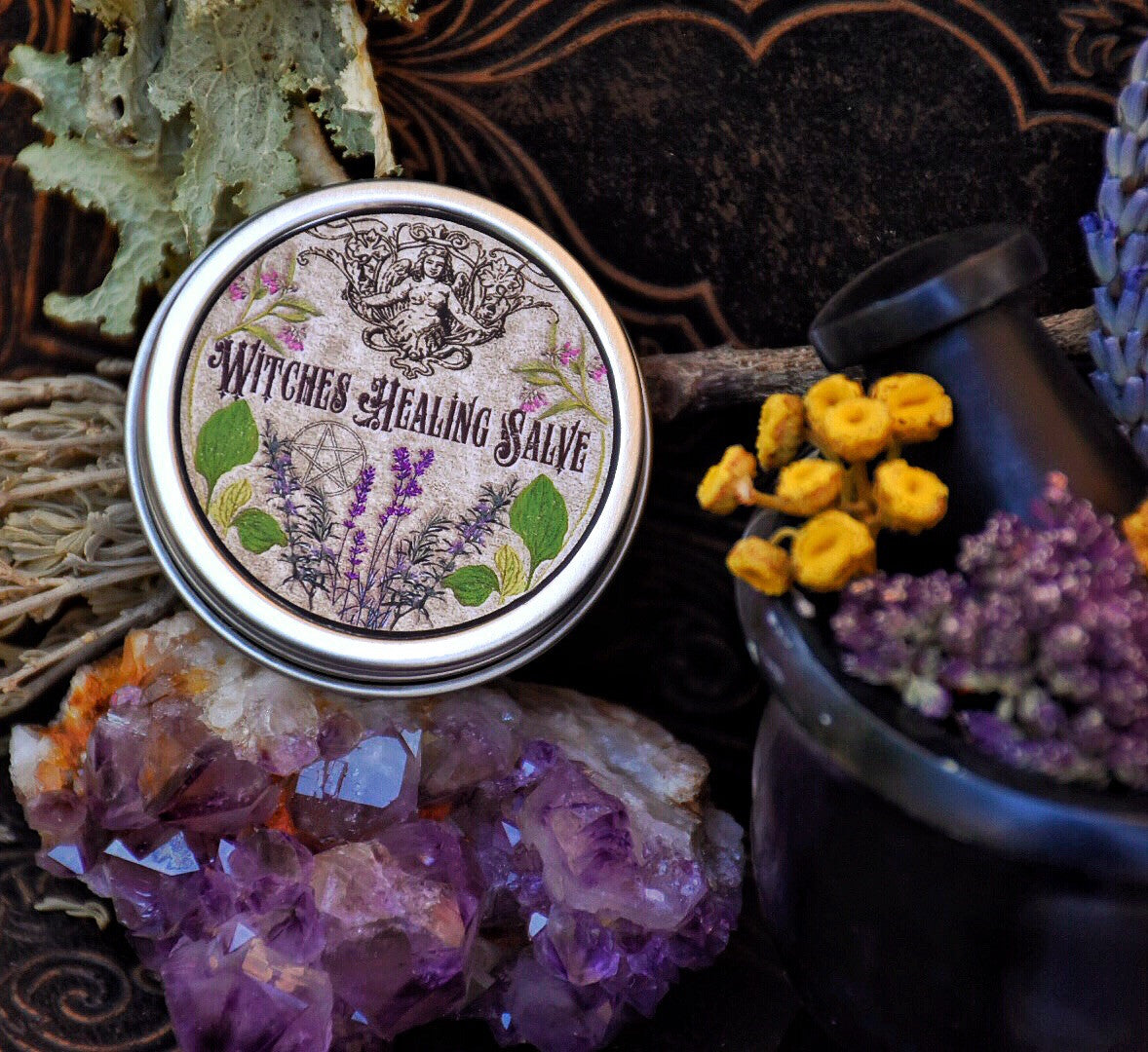 Witches Healing Salve ~ Skin Soothing Salve ~ Herbal Salve for Irritated Skin~ Herbal Witch ~ All Organic 1oz tin - Moon Goddess Magick Apothecary