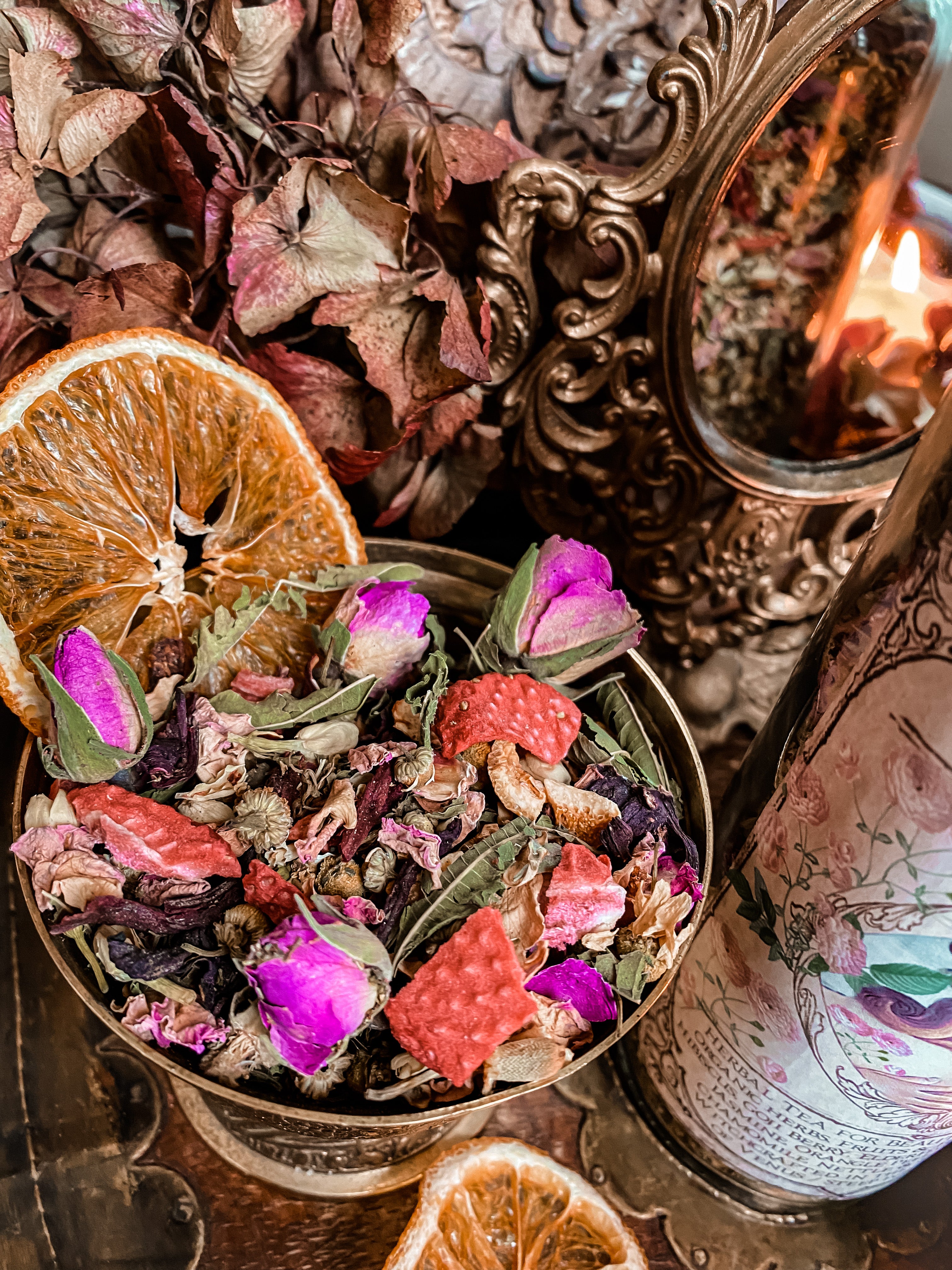 Venusian Beau-Tea /// Organic Herbal Tea For Beauty & Self-Love Rituals /// Good for Hair, Skin & Nails /// 8 oz glass Jar with Cork.