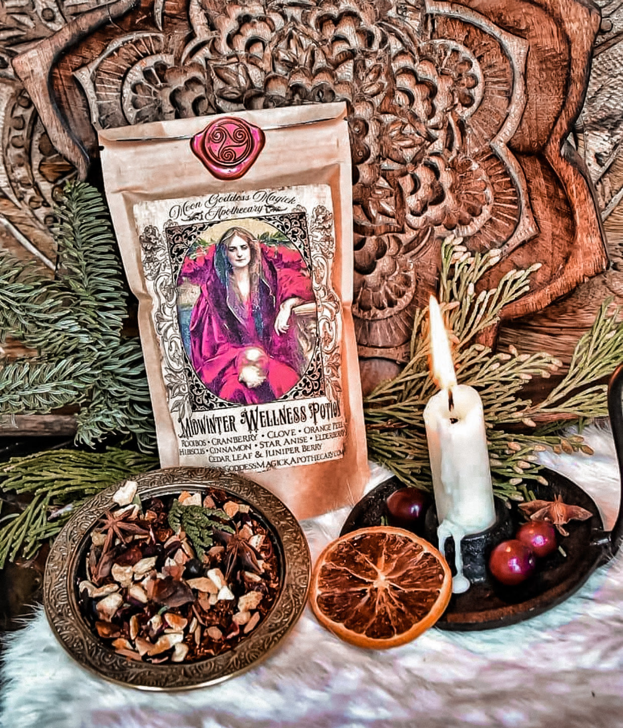 Midwinter Wellness Potion /// Organic Herbal Tea /// Winter Solstice Tea /// Yule Ritual Tea /// Immunity Booster Tea /// Wassailing Tea~ 2oz