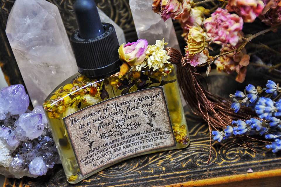 The Essence of Spring~ La Primavera ~ Natural Perfume ~ Herbal Infusions ~ Spring Floral ~Ostara ~ Spring~ Ritual Perfume ~Large 1oz bottle - Moon Goddess Magick Apothecary