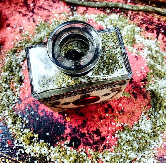 Witch's Circle Salt ~ Protection Salt ~ Herbal Enhanced ~ Ritual Salt ~ Magick~ Large 5oz bottle with Pentagram Wax Seal - Moon Goddess Magick Apothecary
