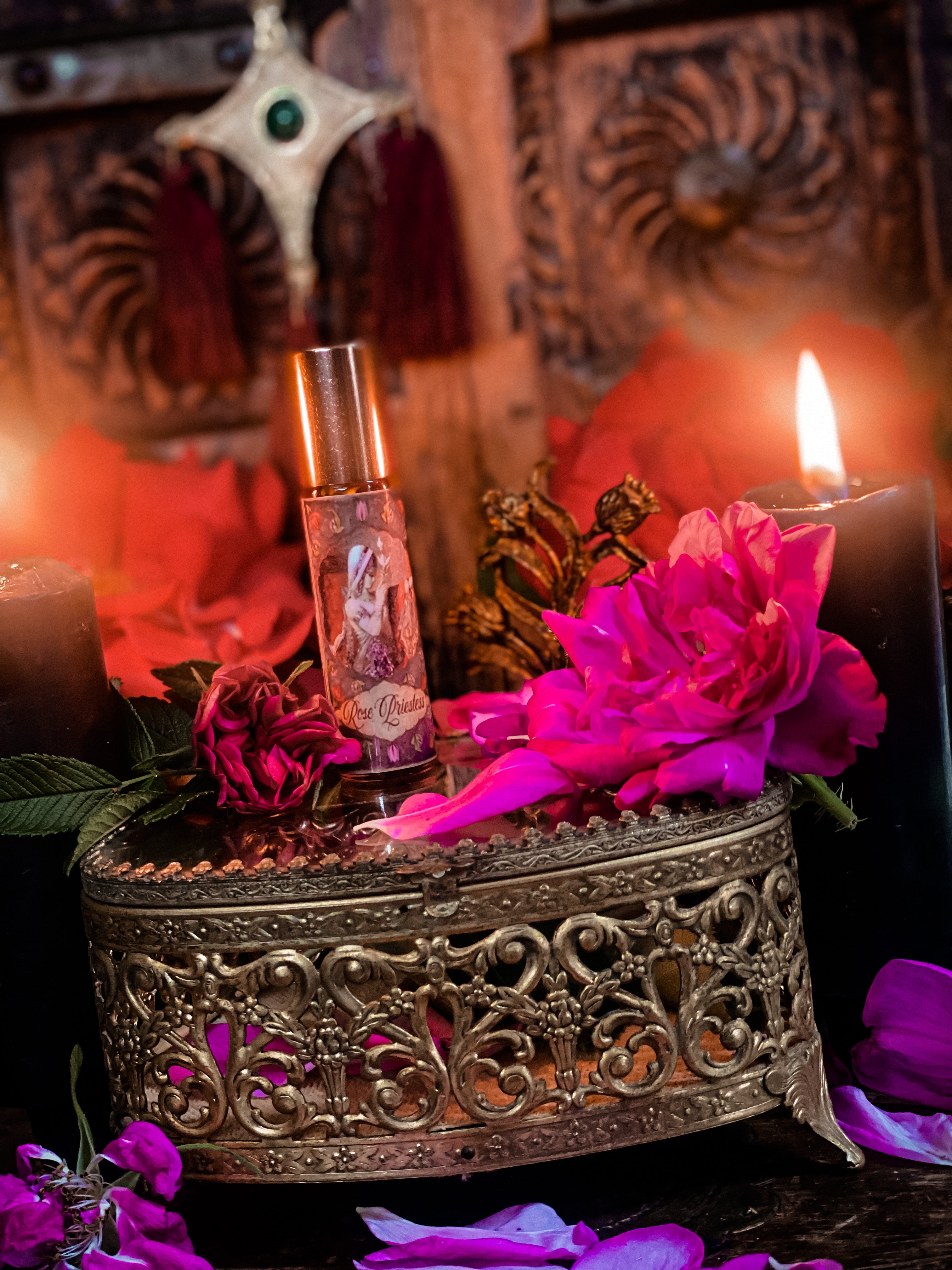 Rose Priestess Ritual Perfume Oil • Rose Lineage Perfume • A Sacred Aromatic Exaltation to the Rose Veiled Priestess • Rare Rose Oils