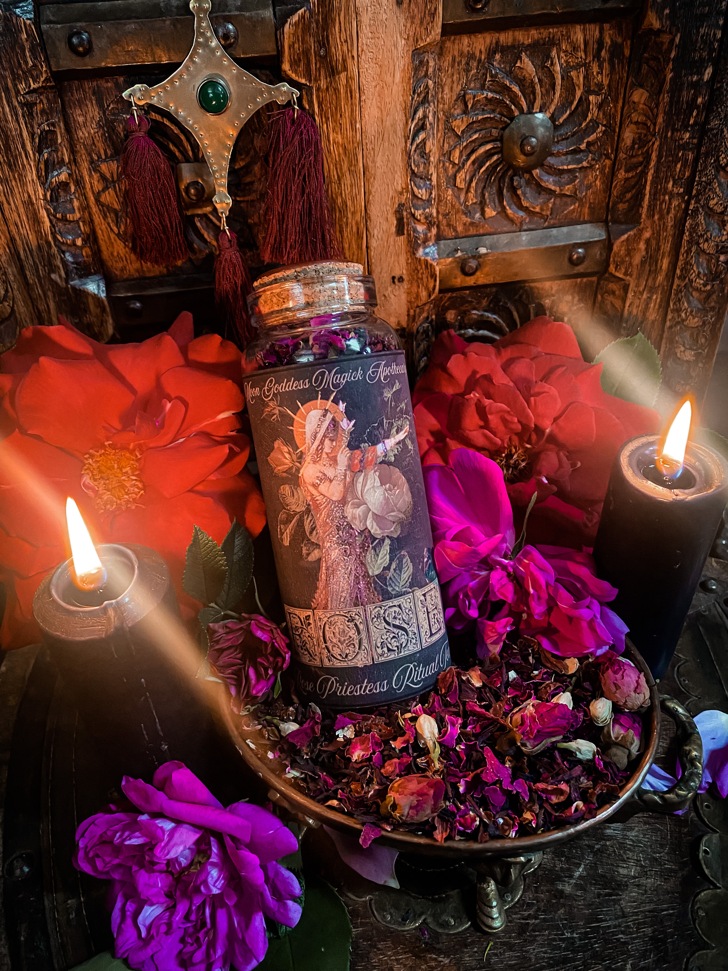 Rose Priestess Ritual Tea Jar • Nourish and Awaken your Rose Lineage • Herbal Tea & Bath Tea 8oz