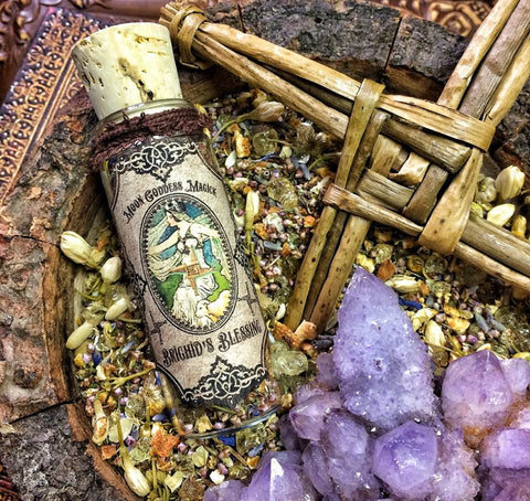Imbolc Brighid's Blessings~ Goddess Incense~ Imbolc Incense~ Honor Brighid and her Sacred Flame ~ Imbolc Magick ~ 1oz jar - Moon Goddess Magick Apothecary 