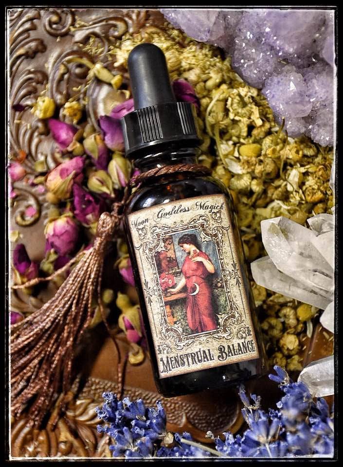 Menstrual Balance~ Regulate your Cycle~ Align with your True Cycle~ Organic Essential Oils and Carrier~ Moon Cycle~ One oz bottle with dropper - Moon Goddess Magick Apothecary 