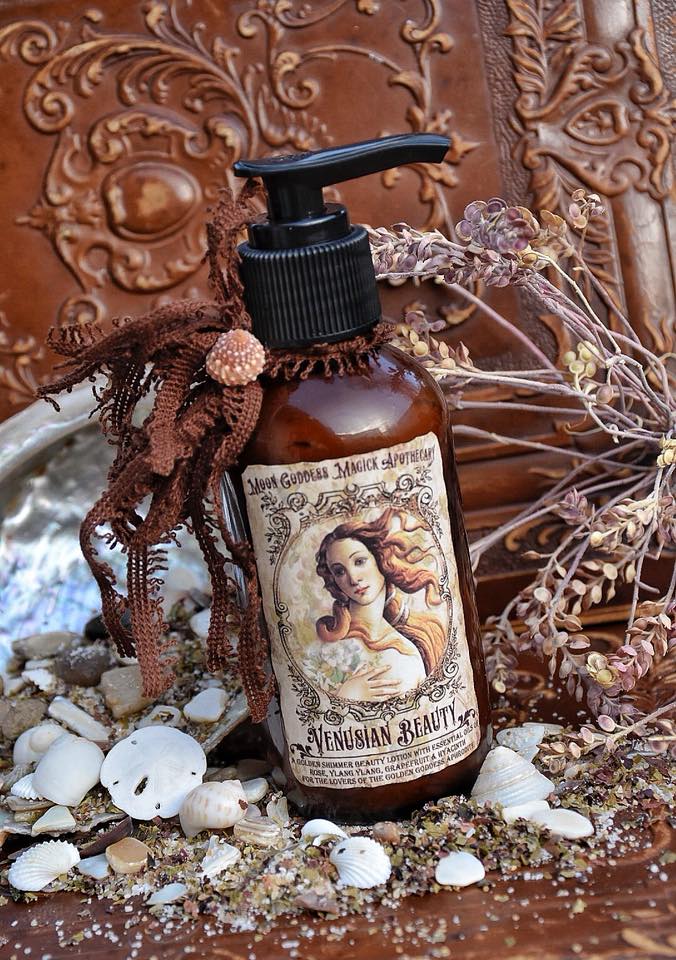 Venusian Beauty ~ Aphrodite Golden Shimmer Lotion ~ Venus ~ Aphrodite ~ Goddess of Love and Beauty~ 4oz ~ Scented with Essential Oils - Moon Goddess Magick Apothecary 
