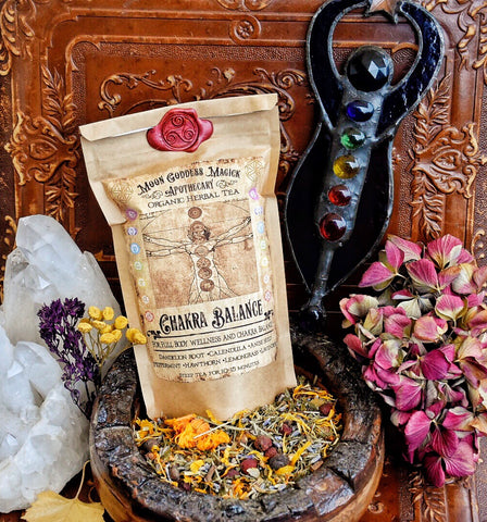 Chakra Balance Tea...Meditation Tea...Organic Herbal Tea..Makes 13-16 cups of delicious balancing Tea.. 2oz - Moon Goddess Magick Apothecary 