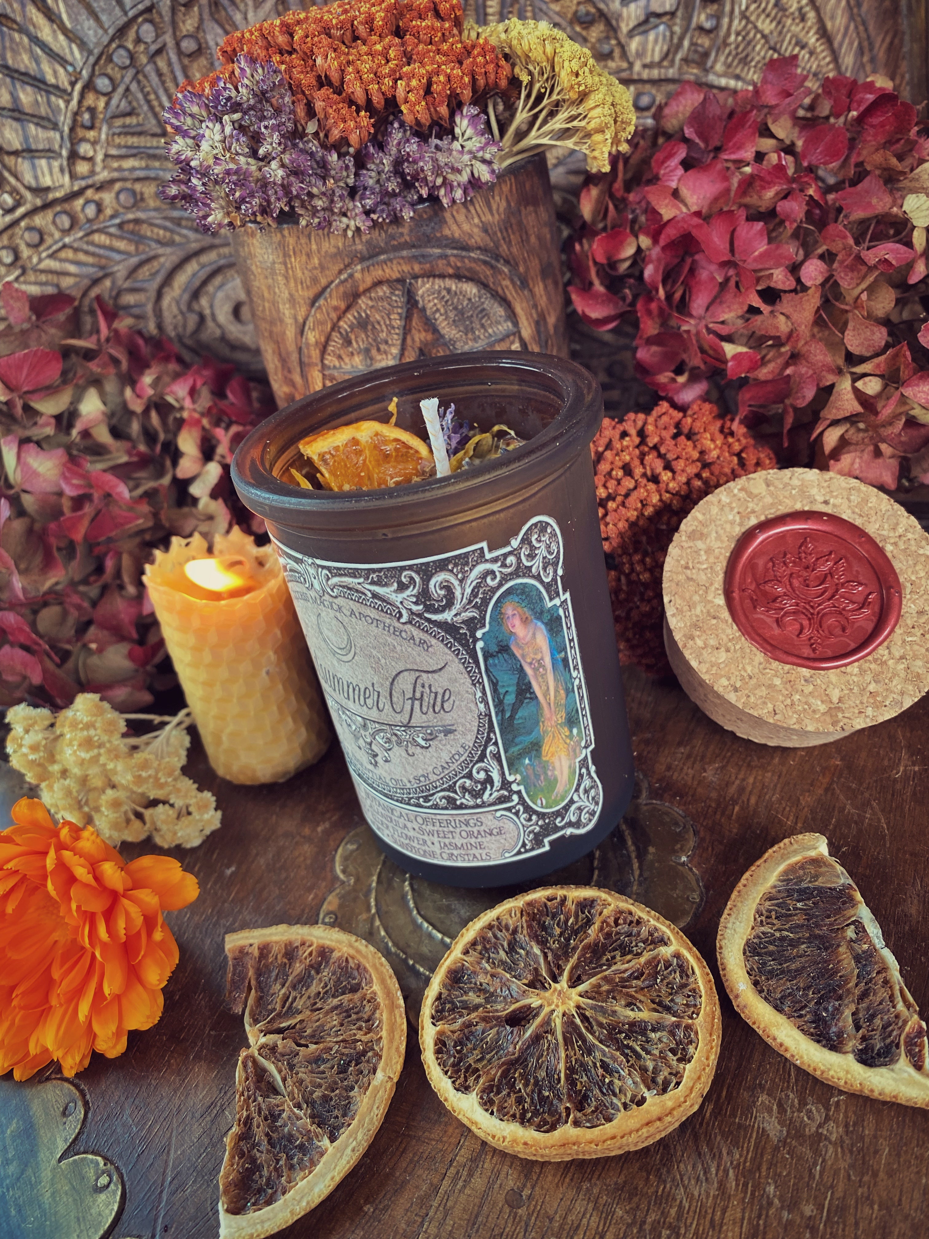 Midsummer Fire Candle // Litha Candle // Summer Solstic Candle // 6 oz // 30 Hour Burn