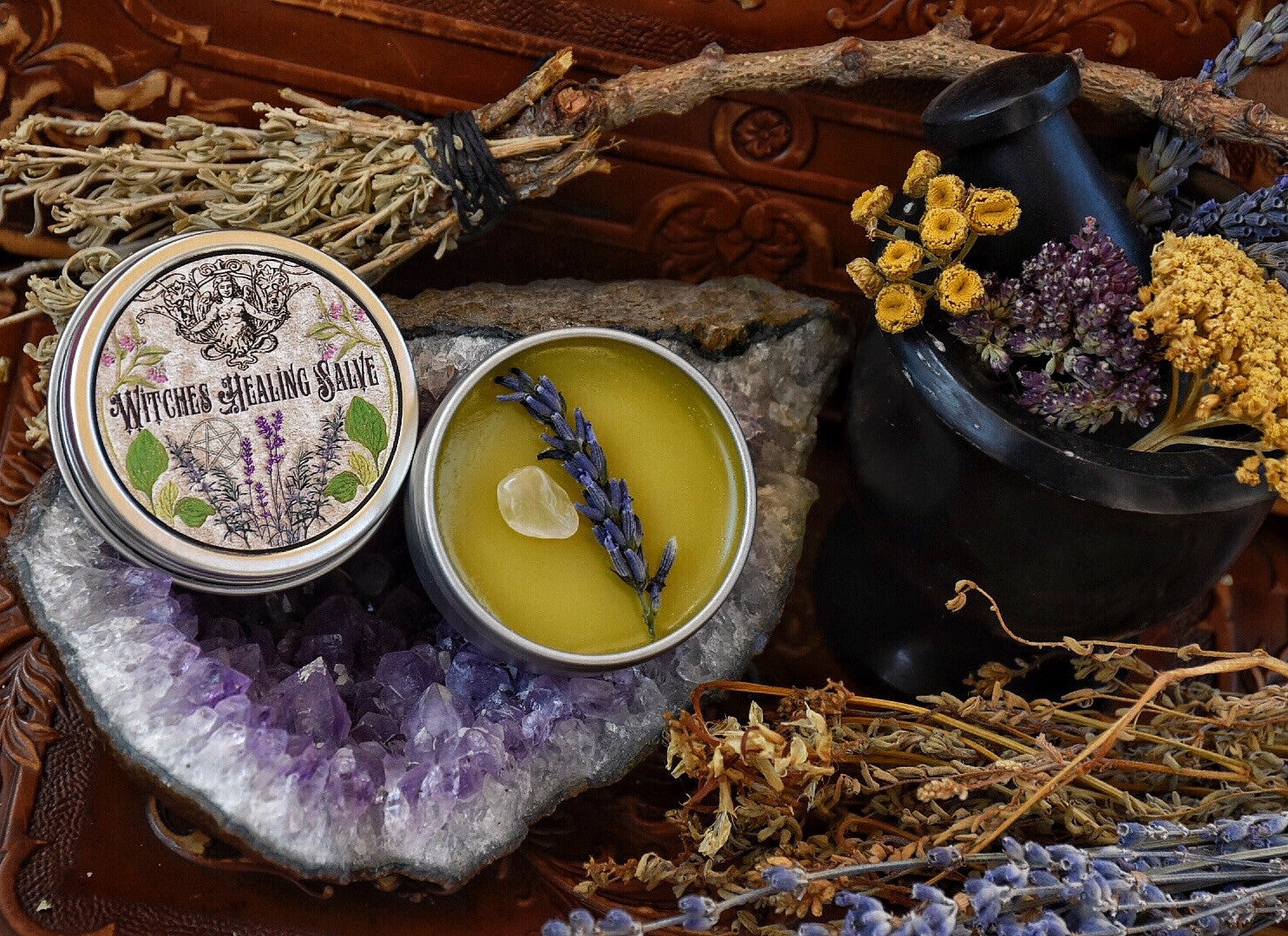 Witches Healing Salve ~ Skin Soothing Salve ~ Herbal Salve for Irritated Skin~ Herbal Witch ~ All Organic 1oz tin - Moon Goddess Magick Apothecary 