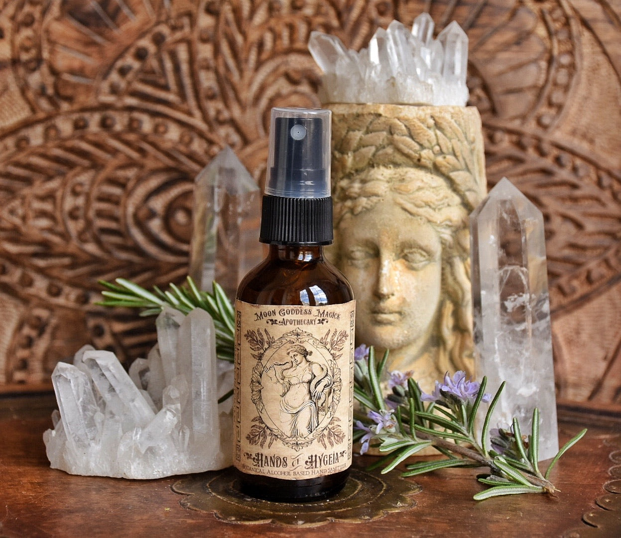 Hands of Hygeia /// All-Natural Hand Sanitizer /// Botanical and Alcohol Based /// Vegan /// 2oz Spray Bottle - Moon Goddess Magick Apothecary 