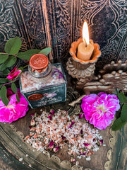 Enchanted Rose Garden Bath Salt ~ Love + Self Love Ritual Soak // Priestess Bath Salts // Rose Otto Essential Oil ~ Self Love ~ Euphoric Scent~ 5oz Glass Bottle with Cork and Seal