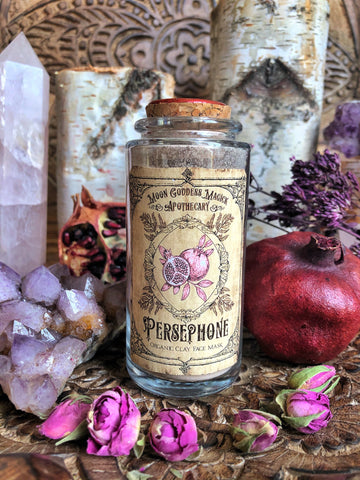 Persephone Clay Mask /// Rhassoul Clay, Pomegranate, Cranberry & Rose Powder // 3.5 OZ // 6-8 Beauty Masks // Organic Beauty - Moon Goddess Magick Apothecary 