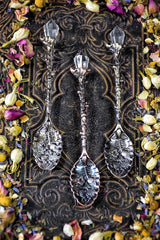 Floral Teaspoon with faux Crystal top~ Listing is for 1 spoon of your color choosing~ Tea Party ~ Witches Tea Time~ Gatherings~ Witch Spoon - Moon Goddess Magick Apothecary 